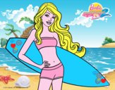 Barbie con tabla de surf