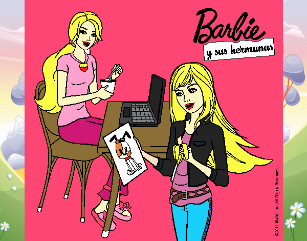 Dibujo De Barbie Y Su Hermana Merendando Pintado Por En Dibujos Net El D A A Las