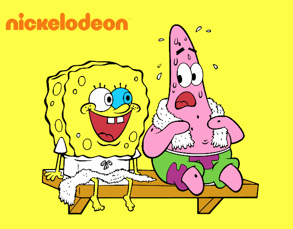 Bob Esponja y Patricio en bañador