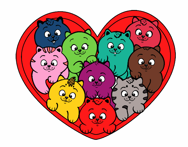 Corazón de gatitos