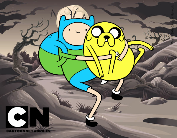 Finn y Jake abrazados