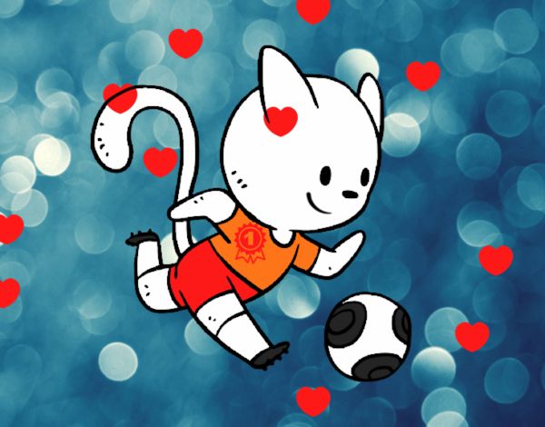 Gato jugando a fútbol