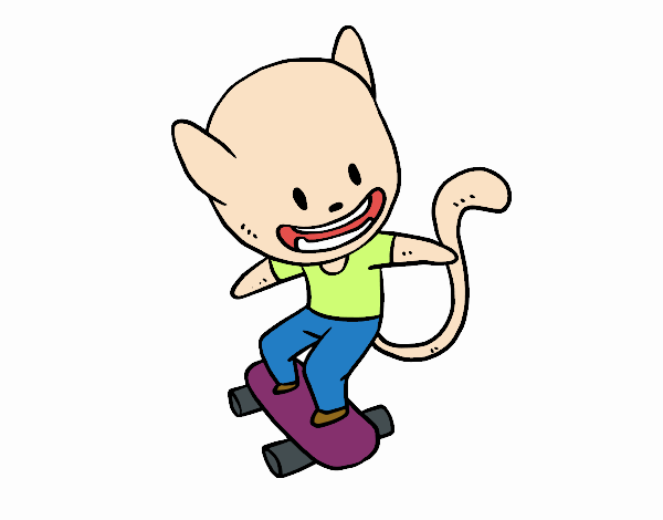 gato en patineta