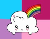 Nube con arco iris kawaii