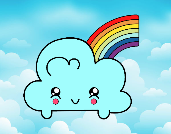 Nube con arco iris kawaii