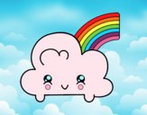 Nube con arco iris kawaii