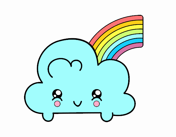 Nube con arco iris kawaii