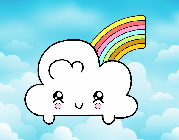 Nube con arco iris kawaii