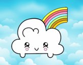 Nube con arco iris kawaii