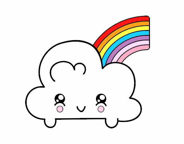 Nube con arco iris kawaii