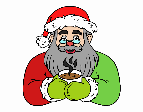 Papá Noel con taza de café