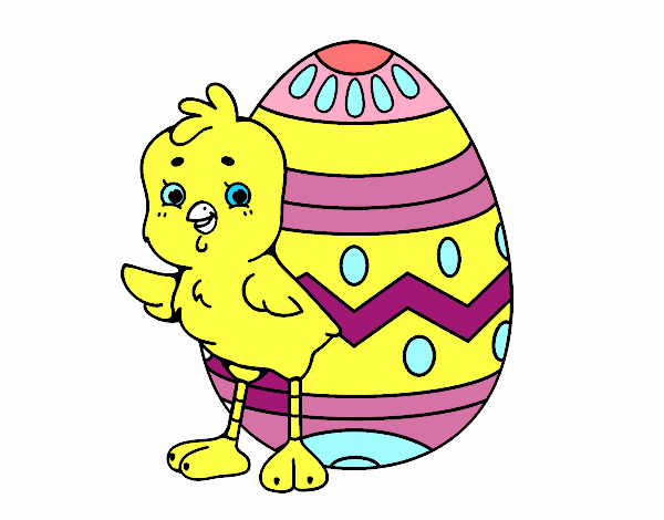 Dibujo de Pollito simpático con huevo de Pascua pintado por en   el día 27-08-20 a las 17:34:58. Imprime, pinta o colorea tus propios dibujos !