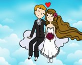 Recién casados en una nube