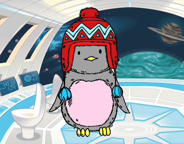 Bebé pingüino con gorrito