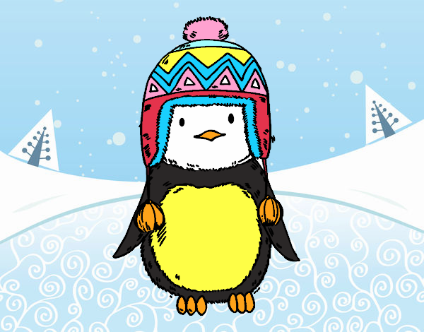 Bebé pingüino con gorrito