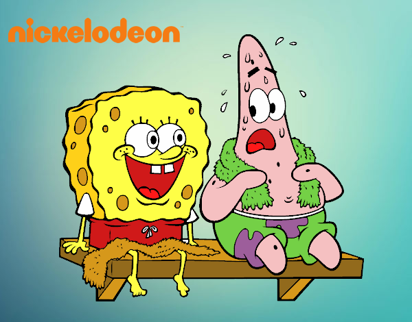 Bob Esponja y Patricio en bañador