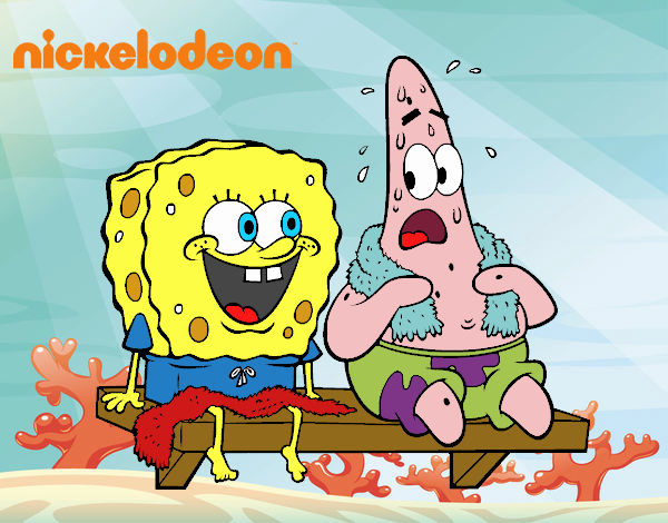 Bob Esponja y Patricio en bañador