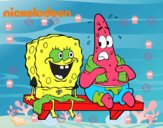 Bob Esponja y Patricio en bañador