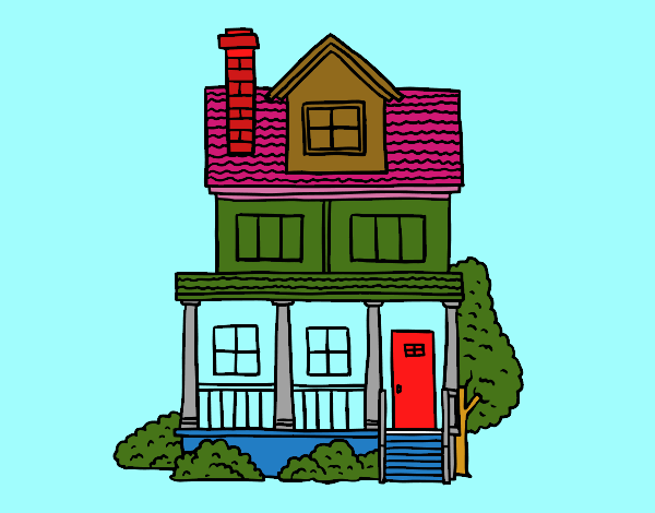 Dibujo de Casa de dos pisos con buhardilla pintado por en  el  día 04-09-20 a las 18:49:51. Imprime, pinta o colorea tus propios dibujos!