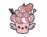 Cupcake kawaii con fresa