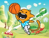 Gato jugando a baloncesto