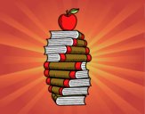 Libros y manzana