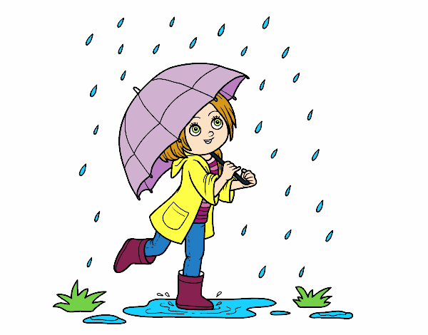 Dibujo de Niña con paraguas bajo la lluvia pintado por en  el  día 31-08-20 a las 21:29:30. Imprime, pinta o colorea tus propios dibujos!