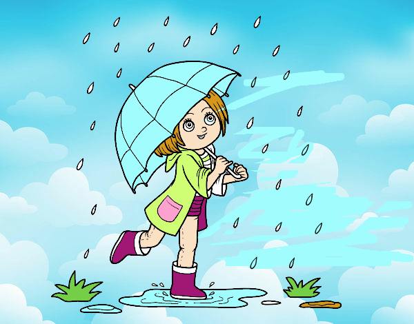 Dibujo de Niña con paraguas bajo la lluvia pintado por en  el  día 04-09-20 a las 04:13:44. Imprime, pinta o colorea tus propios dibujos!