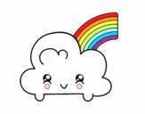 Nube con arco iris kawaii