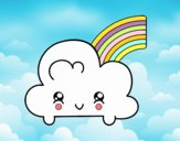 Nube con arco iris kawaii