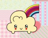 Nube con arco iris kawaii