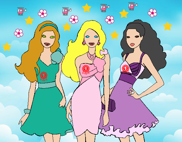 Barbie y sus amigas vestidas de fiesta