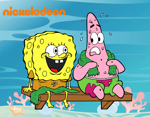 Bob Esponja y Patricio en bañador