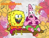 Bob Esponja y Patricio en bañador