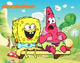 Bob Esponja y Patricio en bañador