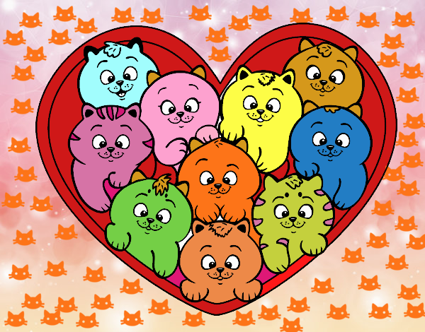 Corazón de gatitos