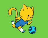 Gato jugando a fútbol