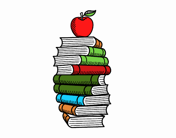 Libros y manzana