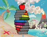 Libros y manzana