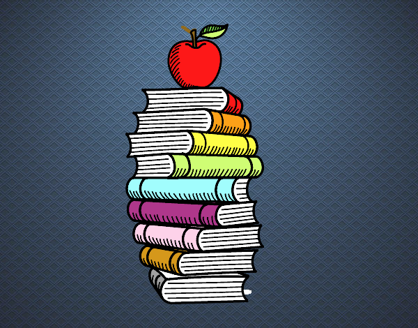 Libros y manzana