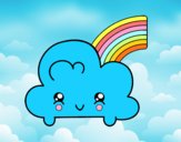 Nube con arco iris kawaii