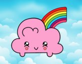 Nube con arco iris kawaii