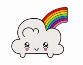 Nube con arco iris kawaii