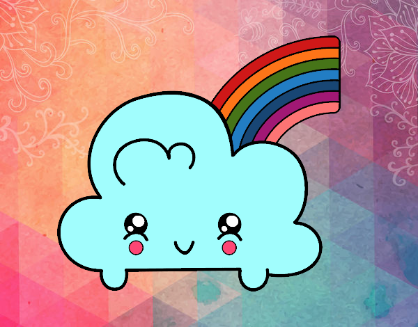 Nube con arco iris kawaii