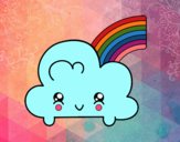 Nube con arco iris kawaii