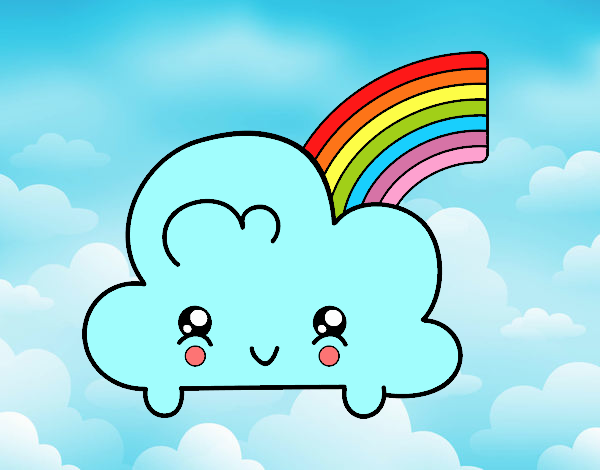 Nube con arco iris kawaii