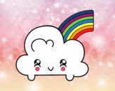 Nube con arco iris kawaii