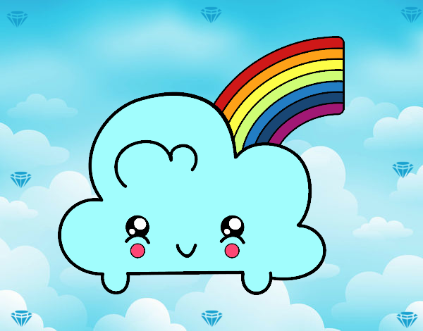 Nube con arco iris kawaii