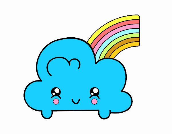 Nube con arco iris kawaii