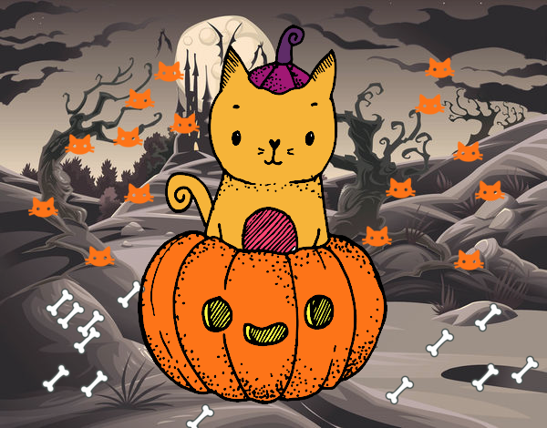 Un gatito de Halloween